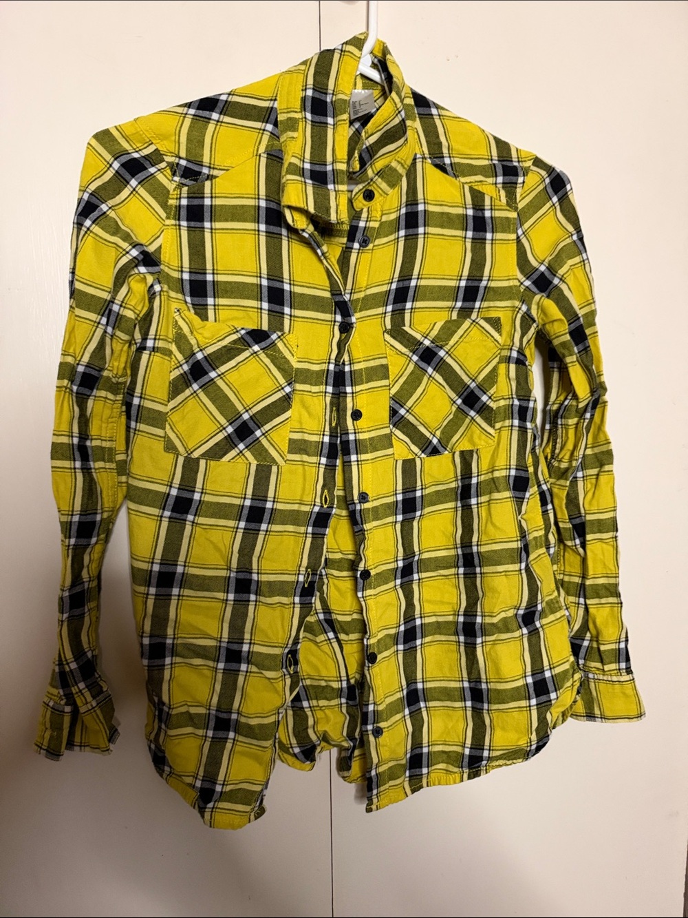 Divided Yellow Plaid Button-Down Shirt